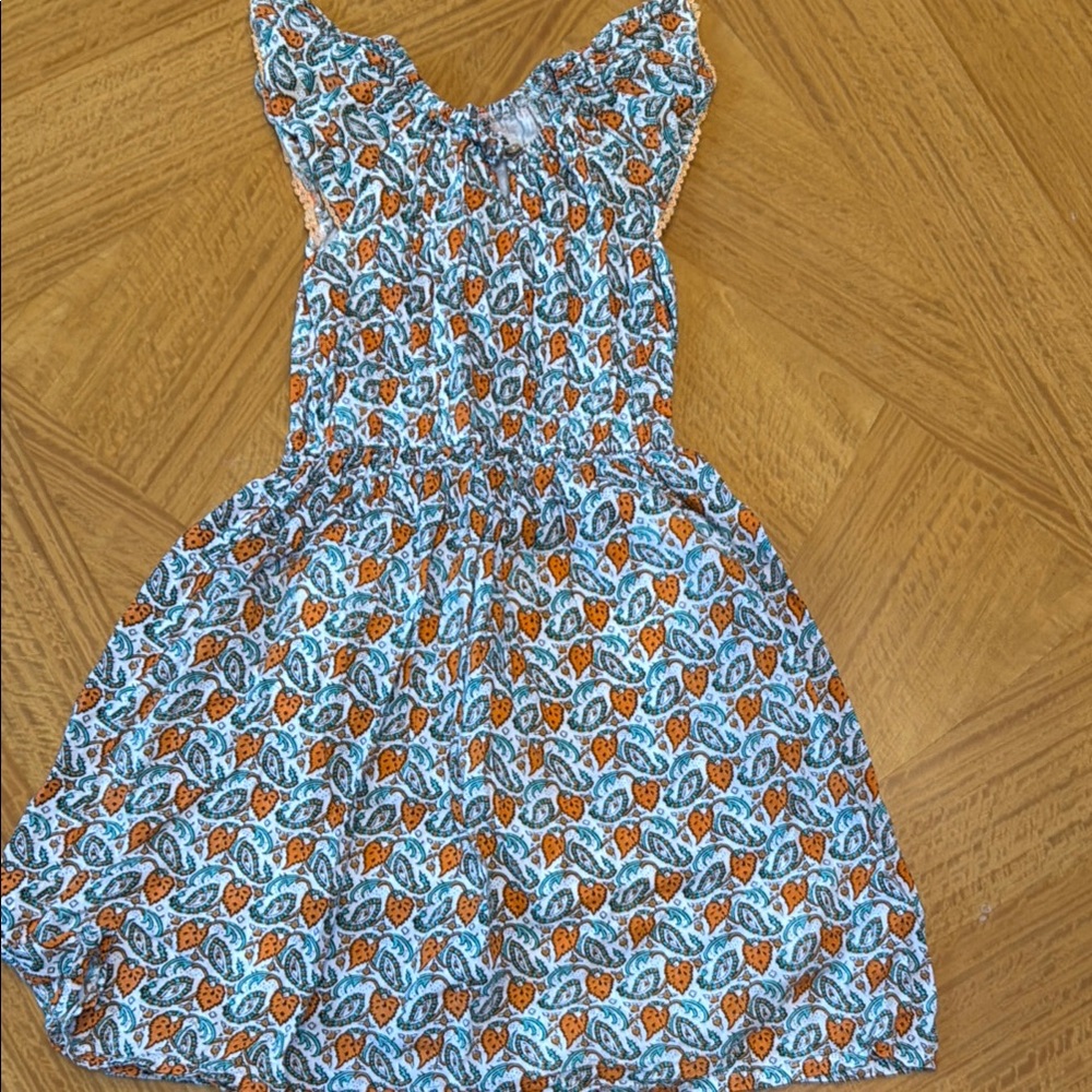 Floral Orange and Blue Kids Dress